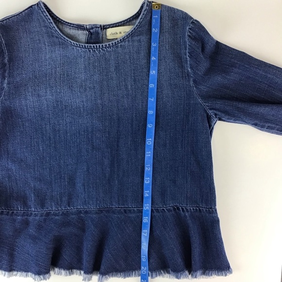 Cloth & Stone Blue Denim Peplum Shirt | XS - Picture 9 of 12